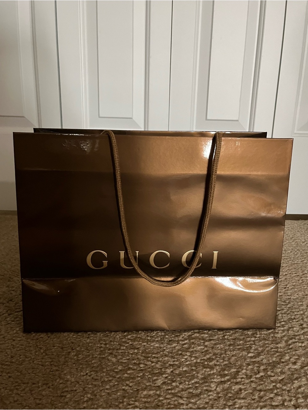 Gucci Metallic Brown Gift Tote with Rope Handles